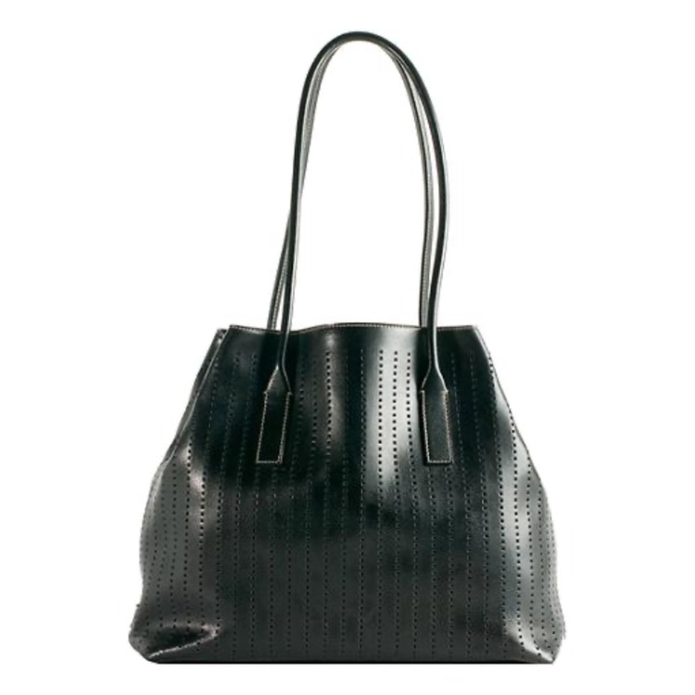 PRADA Perforated Black Leather Tote